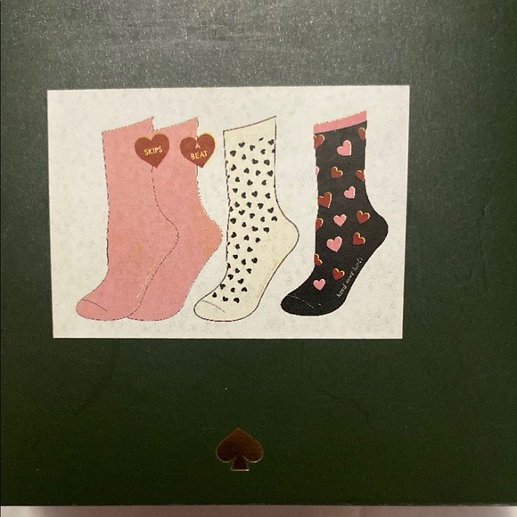Kate Spade Pink and Black Heart Socks Trio - Picture 3 of 8